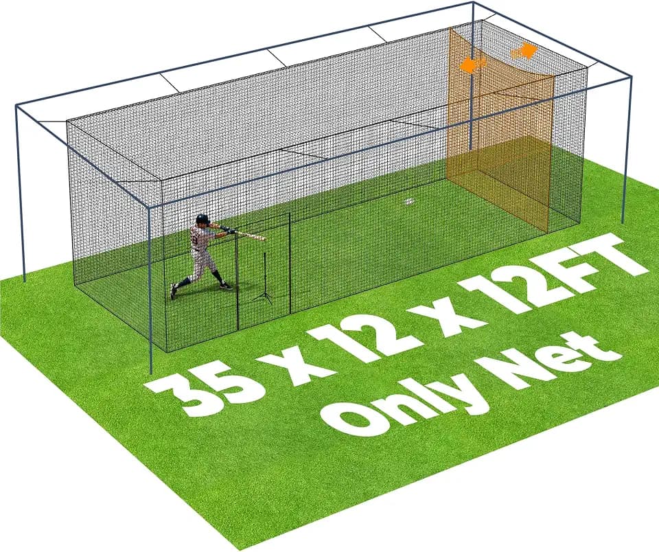 35'L/55'L/70'L Batting Cage Net for Baseball & Softball