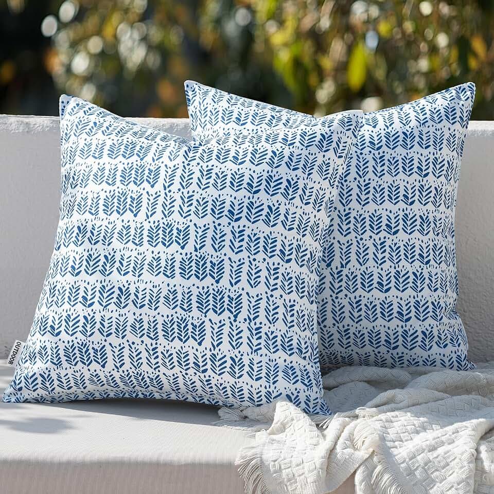 MIULEE Outdoor Lumbar Pillows with Inserts Set of 2 12x20 Inch Royal Blue