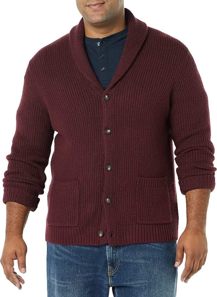 Amazon Essentials Herren Langärmliger Soft-Touch-Cardigan mit Schalkragen