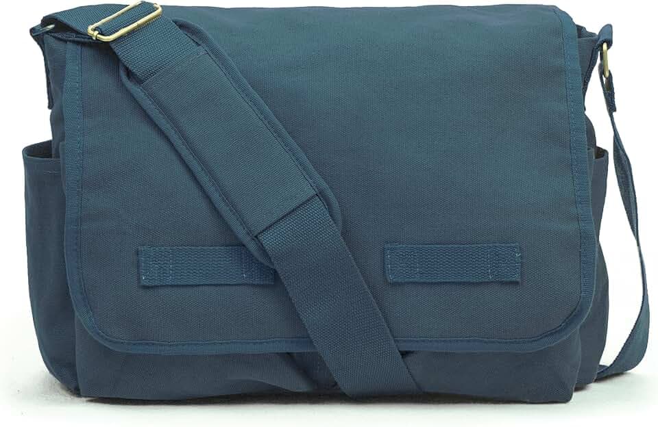 Sweetbriar Classic Vintage Messenger Bag - Original Heavyweight Cotton Canvas Shoulder Bag with Upgraded Features