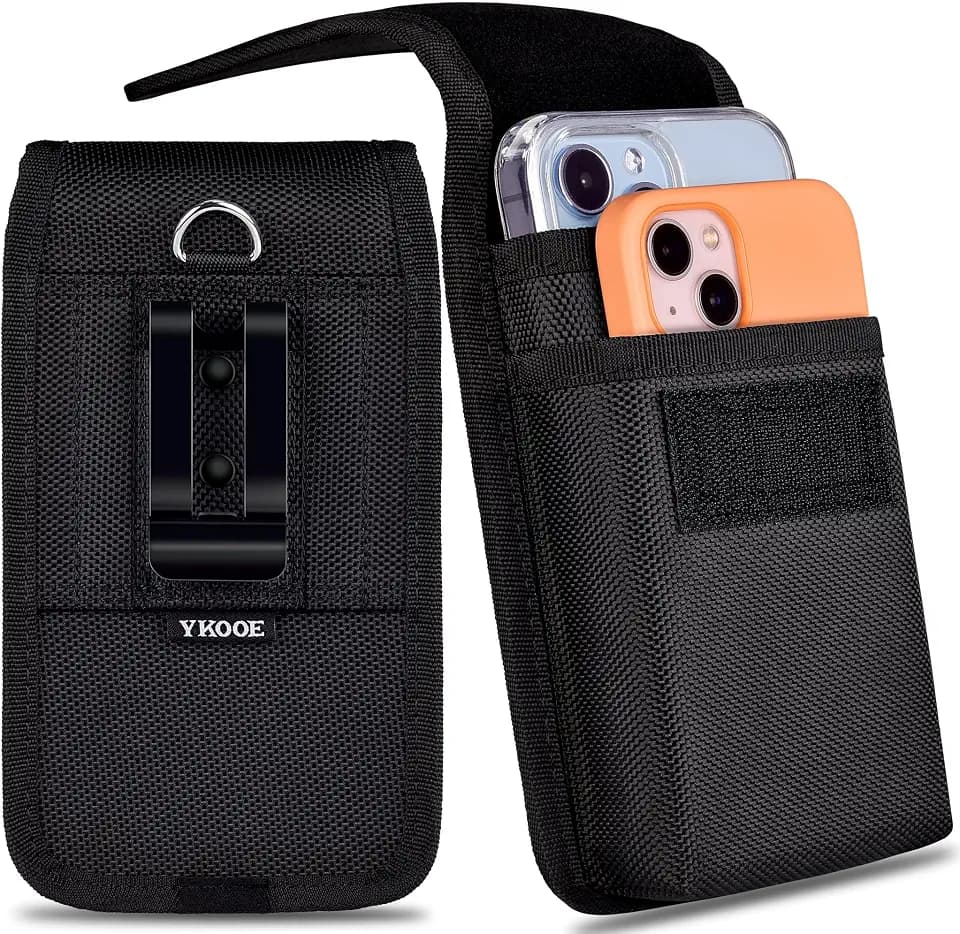 ykooe Dual Handytasche Gürtel Herren, 2 Handy Gürteltasche, Handytasche Gürtel, Smartphone Tasche für Arbeit, XL/Schwarz