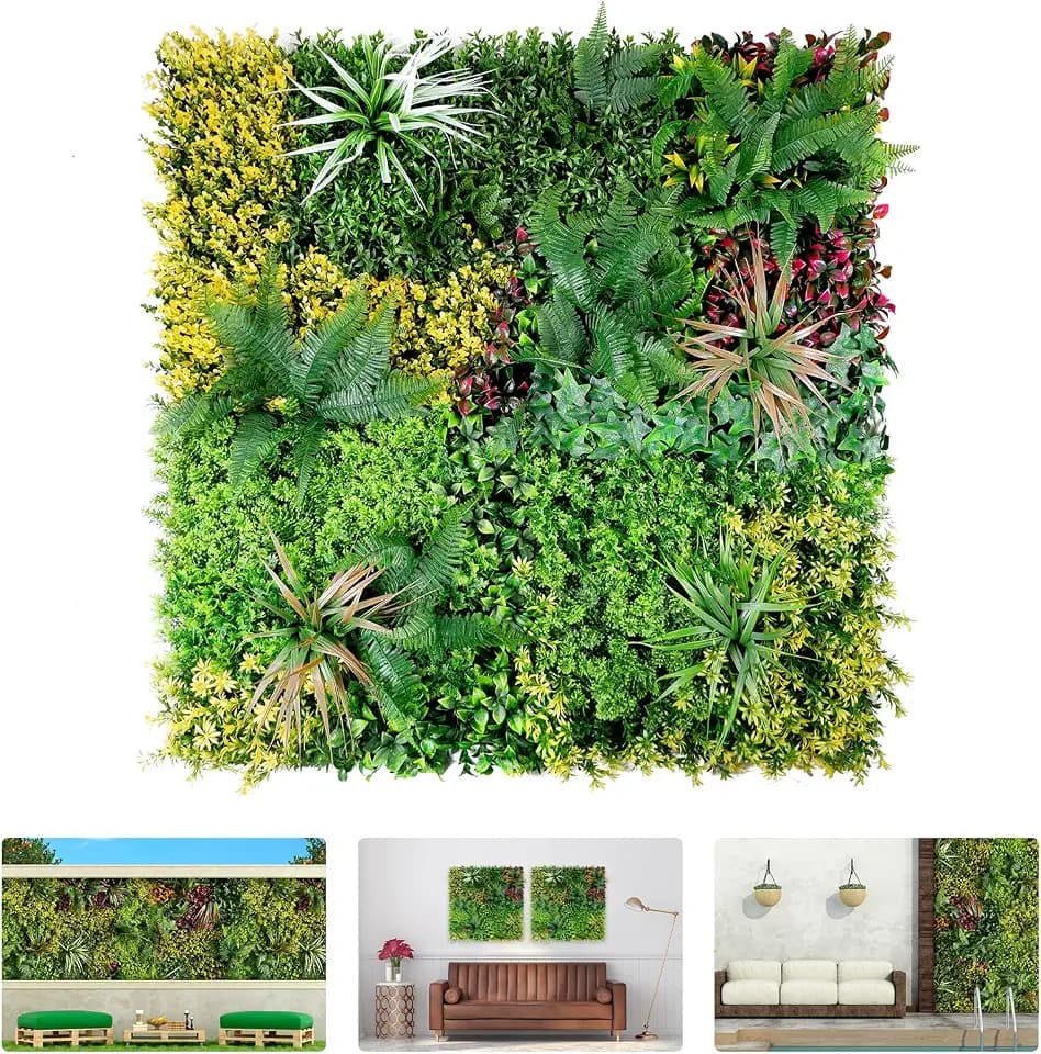 40"x40" Artificial Grass Wall Backdrop, Fake Plant Panels Greenery Wall