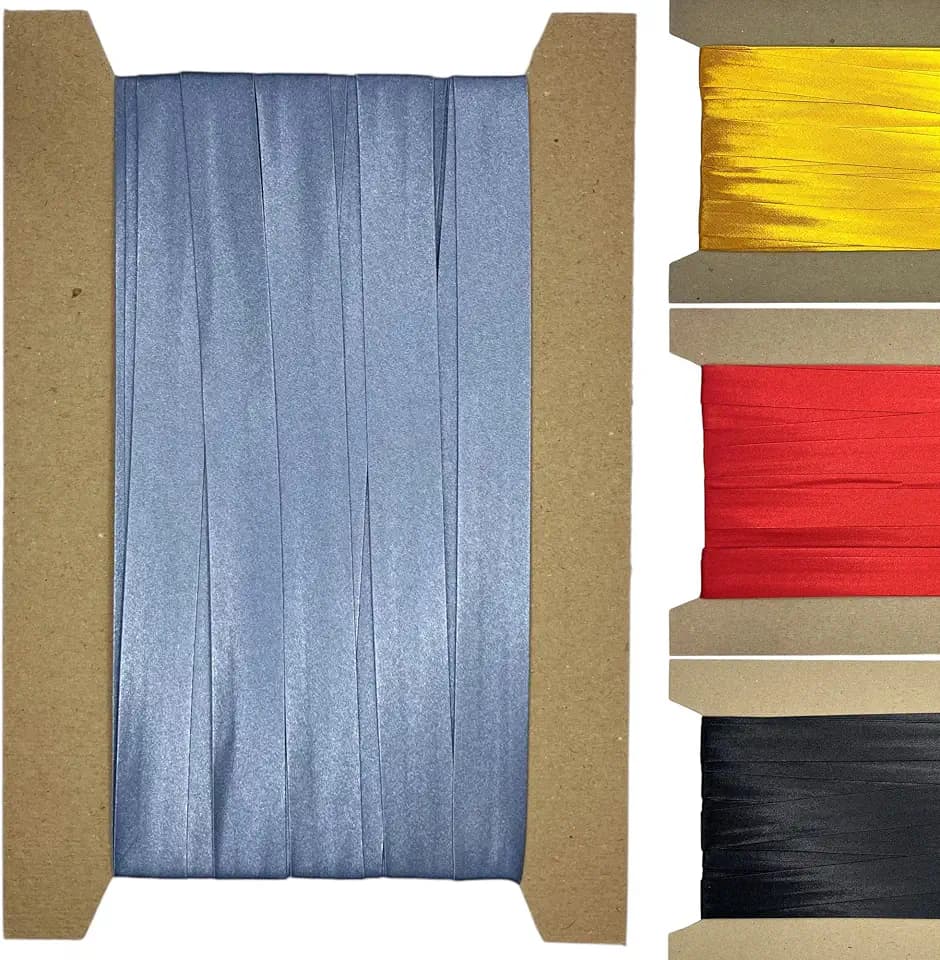 10m Satin Schrägband zum Nähen gefalzt 20mm breit Blaugrau