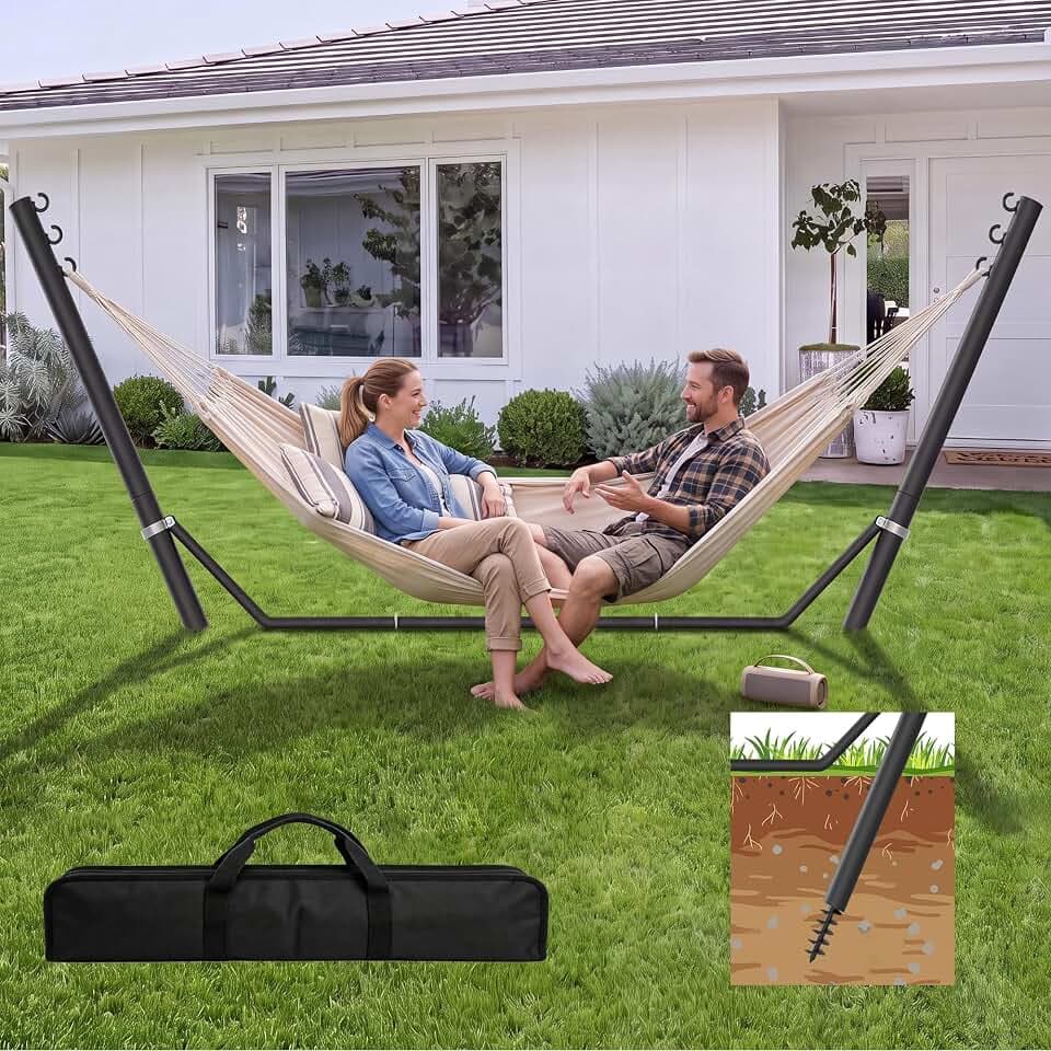 Hammock Stand, 8-12FT, Black, 600lbs, Universal, Weather Resistant