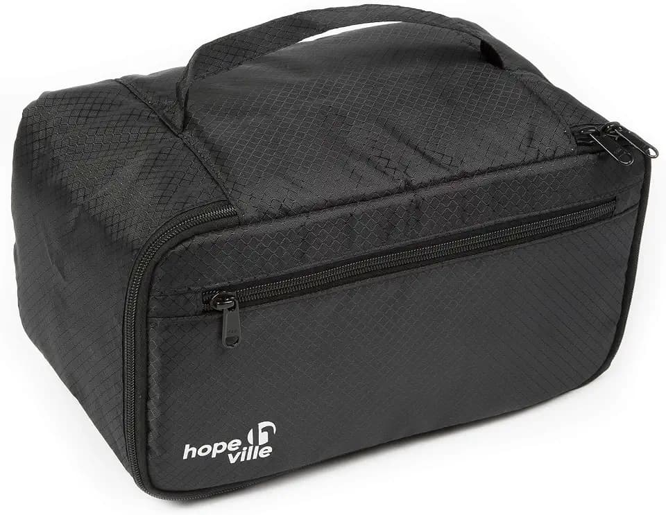 Reise Organizer für Damen, Premium Kosmetiktasche und Kulturtasche für Unterwäsche, Kosmetik, Accessoires und Toilettenartikel Schwarz