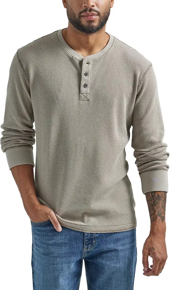 Wrangler Authentics Men's Long Sleeve Waffle Henley