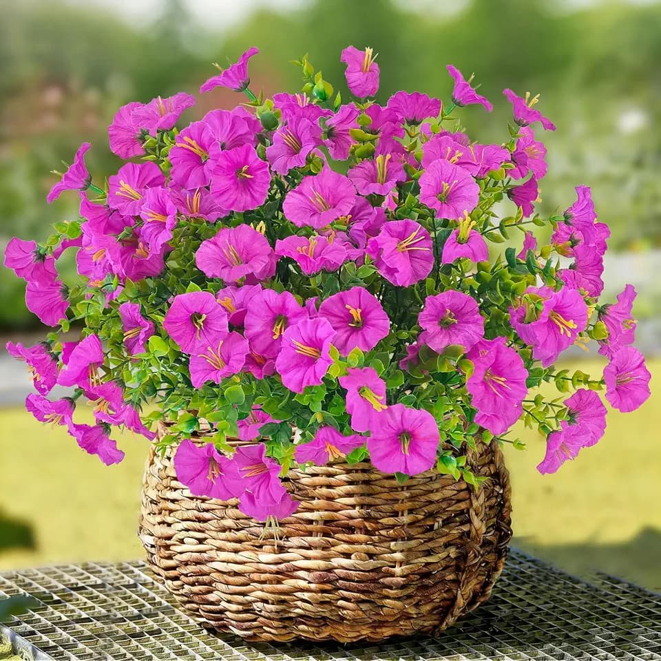 TINA Kunstblumen wie Echt, 9 Bündel Künstliche Blumen Balkonpflanzen Outdoor Wetterfest, Fake Blumenstrauß UV-beständig Frühlingsdeko Gefälschte Blumen Deko Frühling für Innen Draußen Balkon