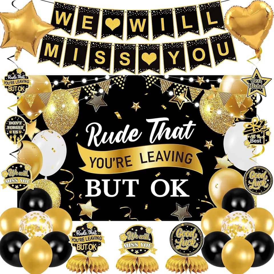 Holkcog Farewell Party Decorations, Rude That You're Leaving But OK Banner