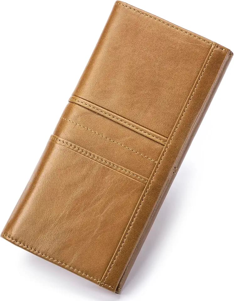 Wallets for Women RFID Blocking Long Ladies Wallet Bifold Womens Leather Wallet with Coin Pocket ID Window, Brown