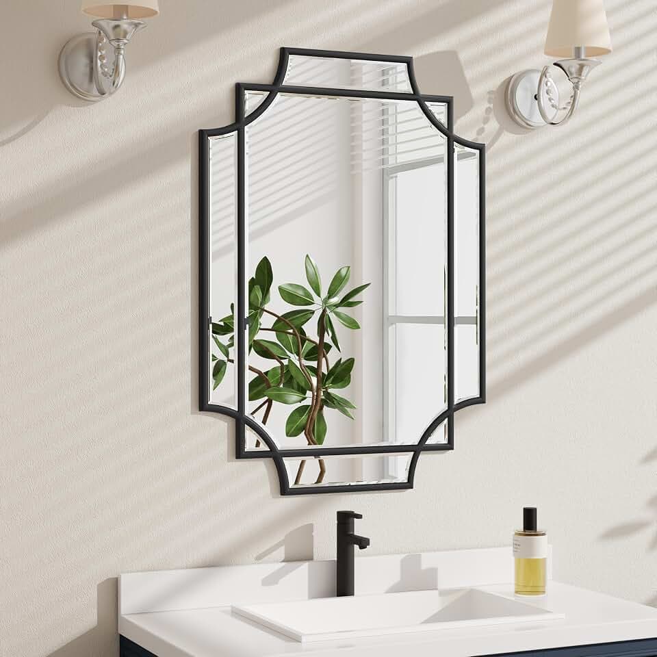 24x32 Inch Bathroom Mirrors for Over Sink, Framed Mirrors for Wall Black