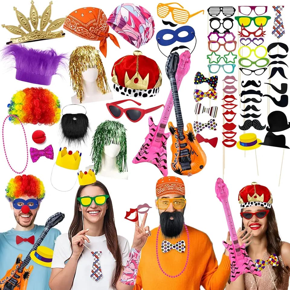 61PCS Photo Booth Props Paper Plastic Funny Party Accessories Set