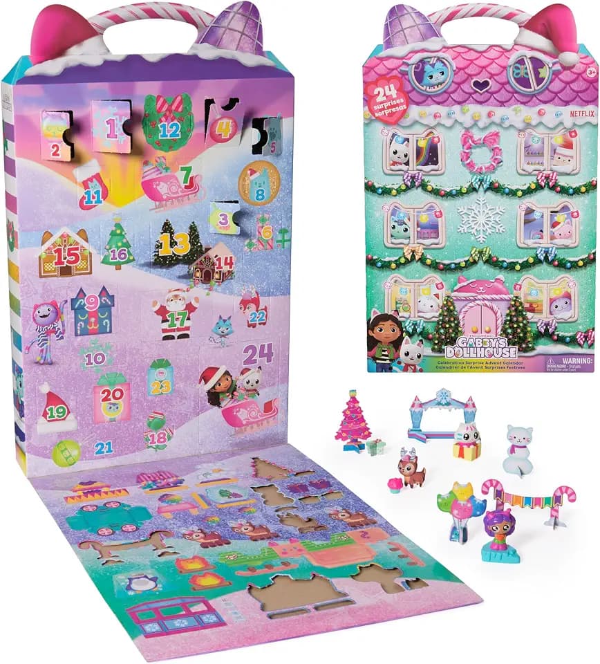 DREAMWORKS GABBY'S DOLLHOUSE - 2024 Party Adventskalender mit 24 Überraschungen, ab 3 Jahren