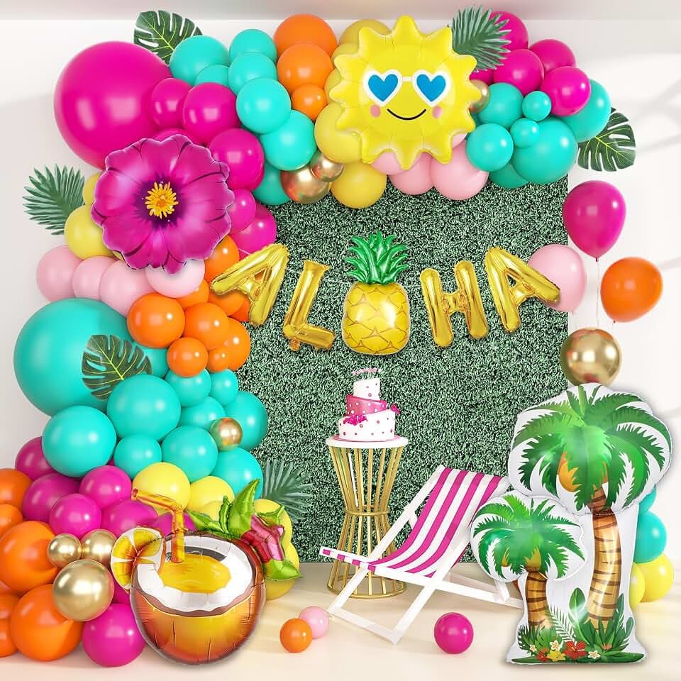 Ouddy Life 189Pcs Tropical Balloons Arch Garland Kit, Summer Party Decor