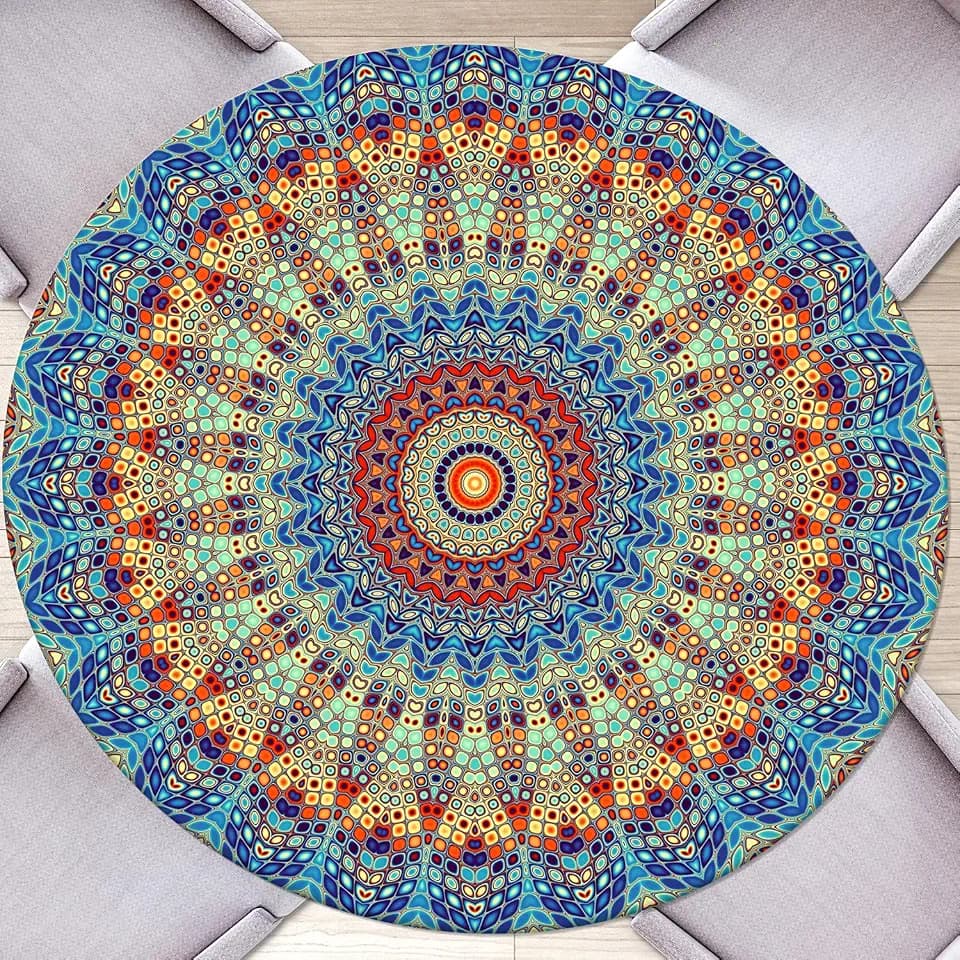Round Fitted Tablecloth with Elastic Round Outdoor Tablecloths Round Elastic Tablecloth for Tables Waterproof Wipeable Table Cover for Picnic,Camping,Dinner (48''-52'')
