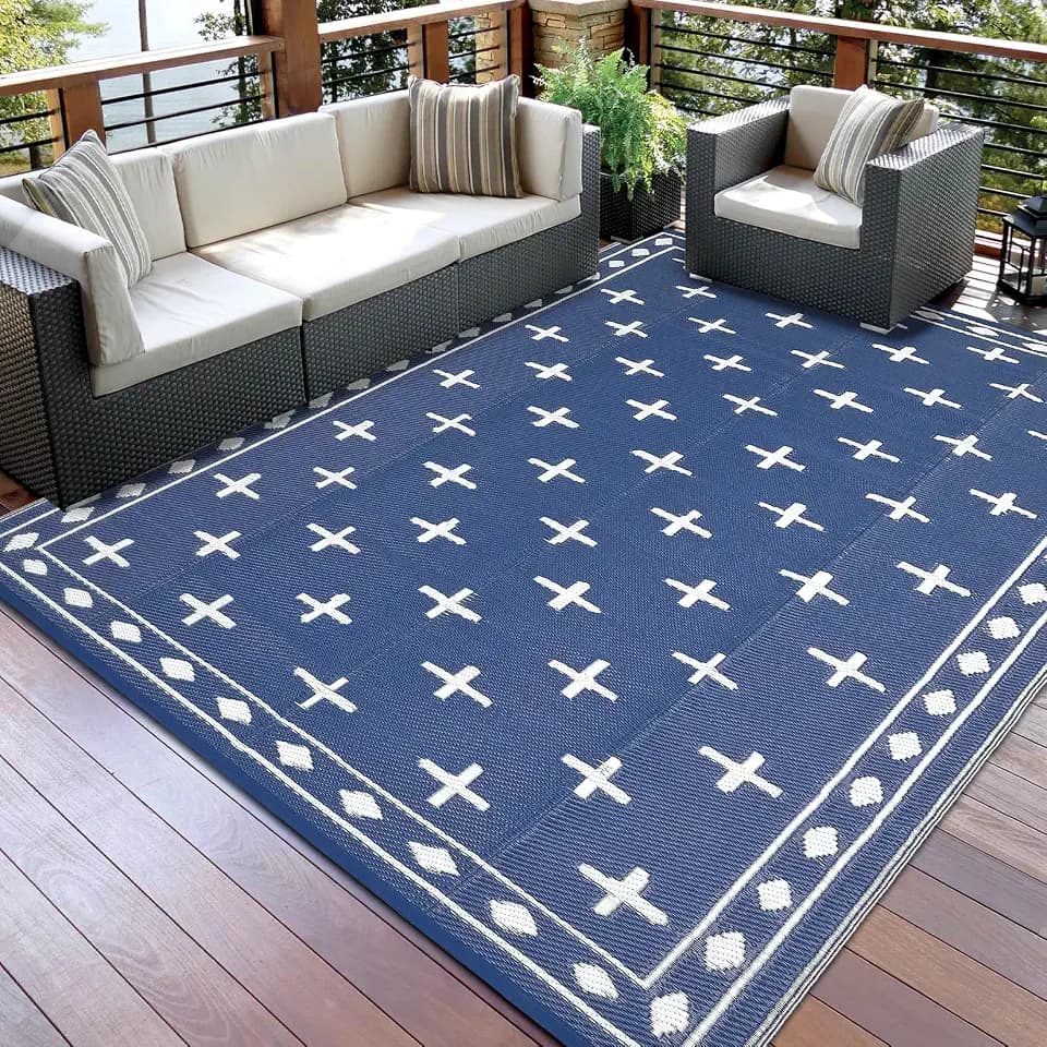 Garvee Outdoor Rug 9x12 ft Waterproof Reversible Patio Rug