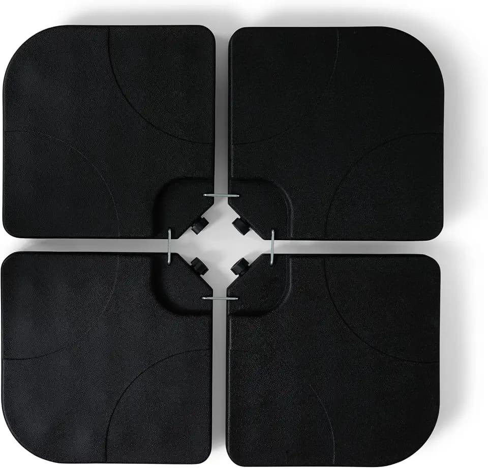 Backyard Expressions 4-Piece Offset Umbrella Base Weight Set – Fill with Water or Sand for Up to 170 lbs – Heavy-Duty Resin Plates with Carry Handles, Fits Most Cantilever Umbrellas, Black