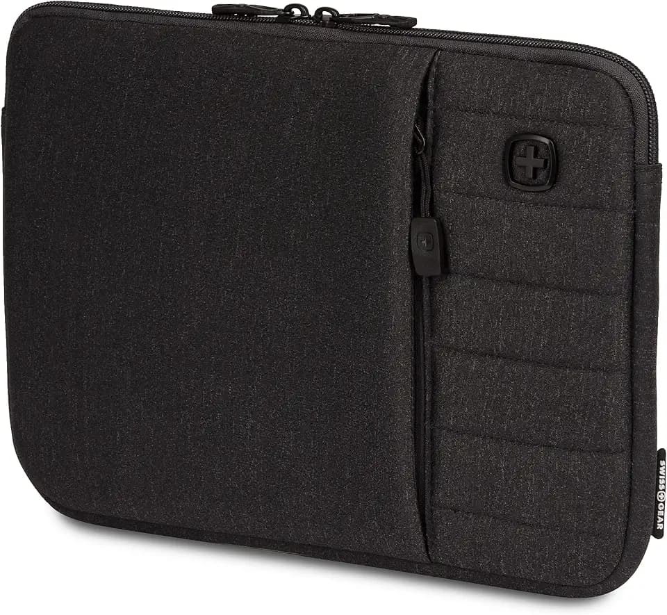 SwissGear Padded Zippered Laptop Sleeve, Micro-Twill Laptop Case with Zippered Front Compartment & Fleece Lining