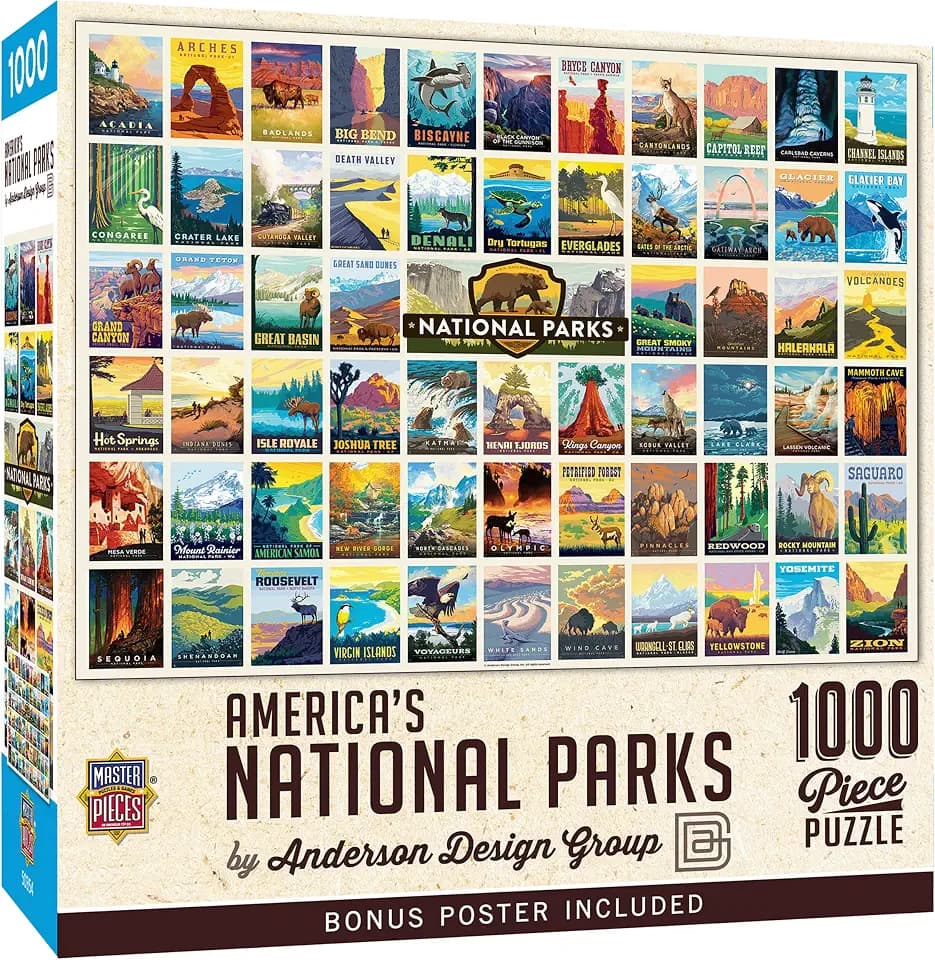 MasterPieces National Parks Maps 1000 Piece Jigsaw Puzzle for Adults, Family, Or Youth - America's National Parks by Anderson Design