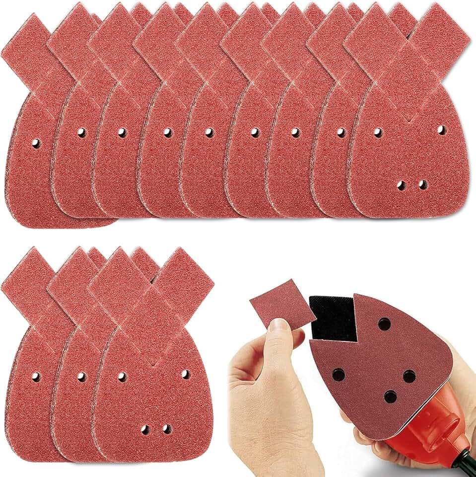 Black and Decker Schleifpads für Mausschleifer, 60 Stück, sortiert, Schleifpapier, Körnung 40/60/80/120/180/240, mit 2 extra Spitzen als Ersatz, passend für Black&Decker Detail-Elektro-Handschleifer