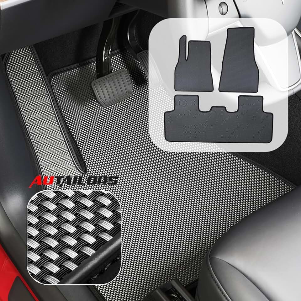5-Seat Tesla Y Floor Mats for 2023 2024(Performance)-All Weather Floor Mats Waterproof Lightweight and Odorless Made in USA-3pcs in Normal(Does NOT fit 7-Seat)