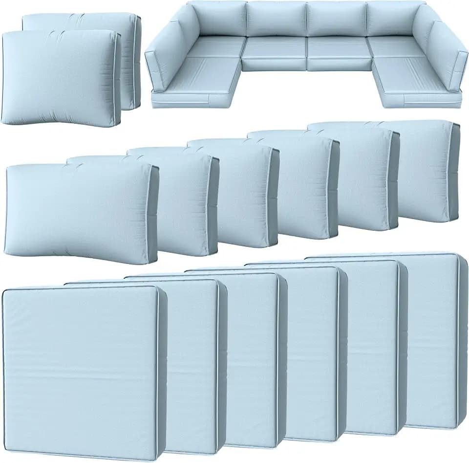 14 Pcs Outdoor Cushion Slipcovers Outdoor Patio Cushion Covers Replacement Waterproof with Zipper for Outdoor Furniture, Patio Sofa Couch 3 Sizes, Covers Only