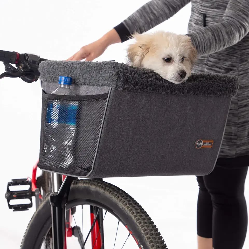 K&H Dog Bike Basket, Travel Bicycle Basket for Pets, Front Mount, 16x12x10