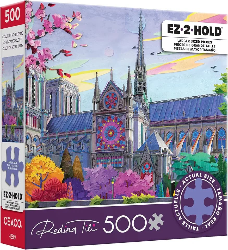 Ceaco - Colorful Notre Dame - 500 Large Piece Jigsaw Puzzle for Adults