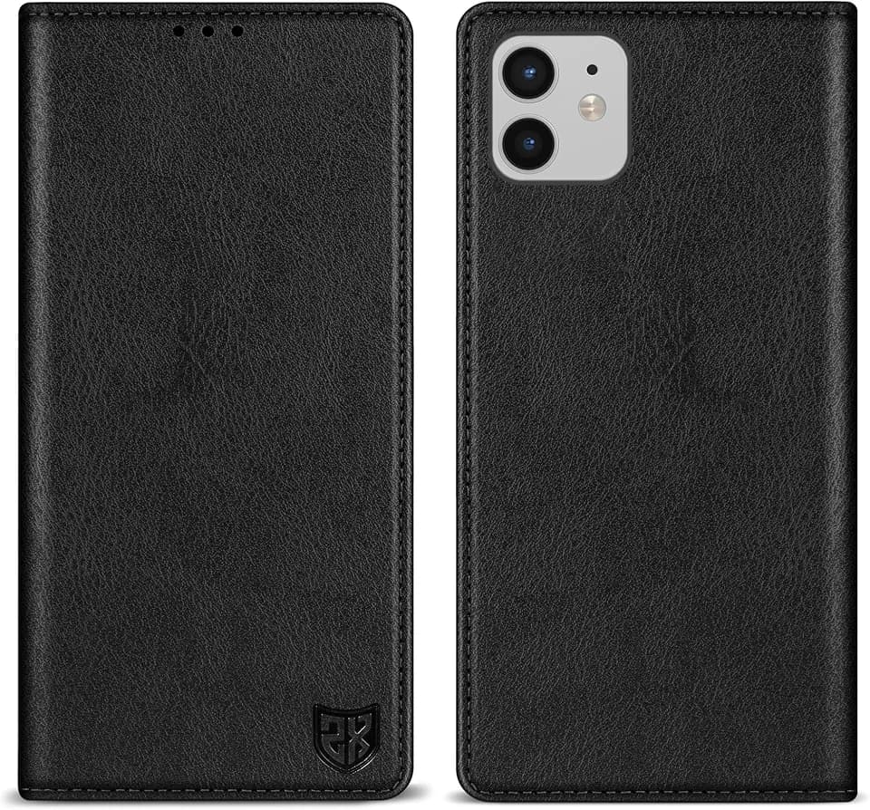 ZZXX for iPhone 12/12 Pro Wallet Case Strong Magnetic 6.1 inch,Black