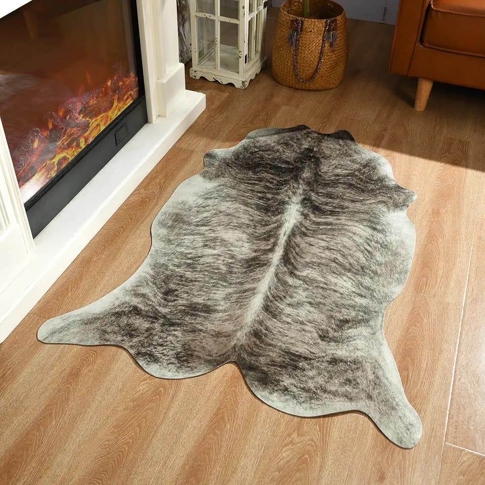 Cowhide Rug 3 x 4 Feet, Cow Hide Durable No-Slip Backing