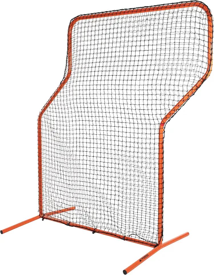 CHAMPRO Brute Heavy-Duty Steel Frame Baseball/Softball Pitcher's Z Screen Batting Cage Practice Net, 7'x 5’, ORANGE