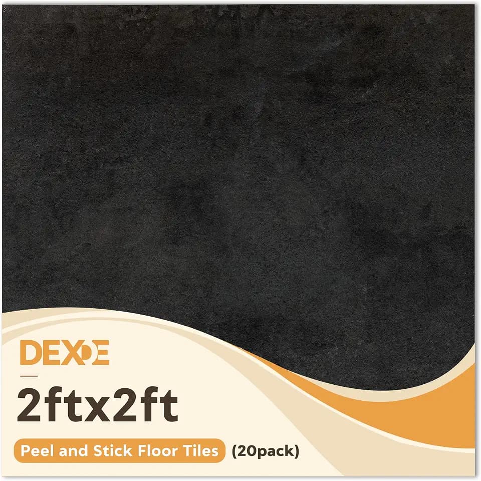 DEXDE Peel and Stick Floor Tile Black Marble Waterproof Vinyl 2FTx2FT 20 PC