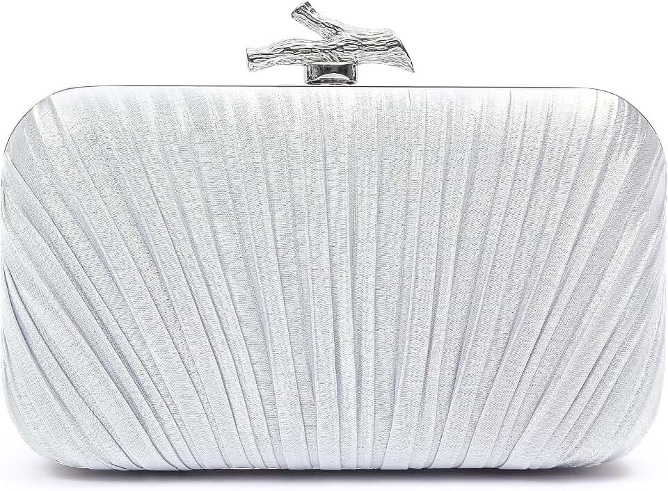 Purses for Women Evening Bag Handbags Formal Pleated Clutch Bag with Chain for Prom Wedding Party Black-tie affairs
