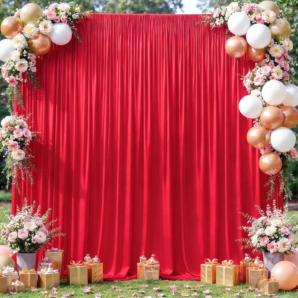 10x10ft Red Backdrop Curtains for Wedding Parties Wrinkle Free Photo Backdrop Drapes for Photography Birthday Baby Shower Soft Fabric Party Backgournd for Photoshoot 5x10ft, 2 Panels