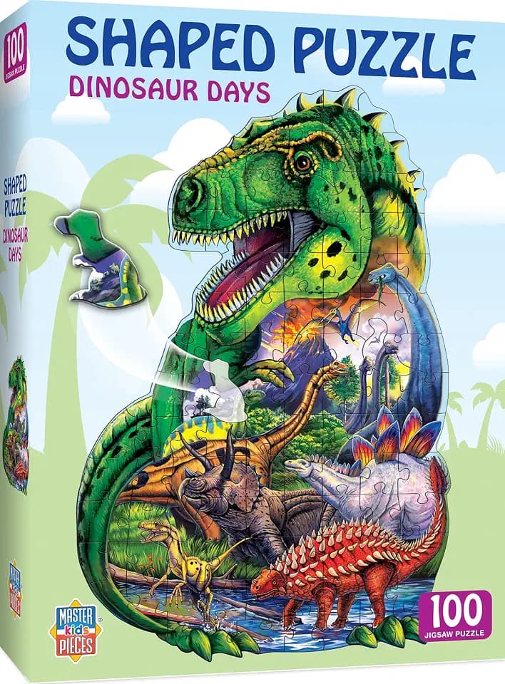 MasterPieces 100 Piece Shaped Jigsaw Puzzle for Kids - Dinosaur Days - 14"x19"