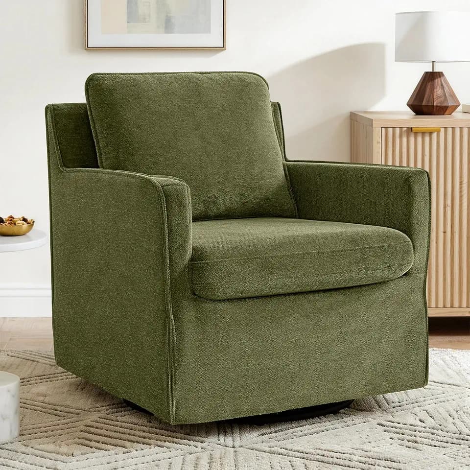 KISLOT Swivel Accent Chair Rocking Recliner Armchair Washable Cover, Green