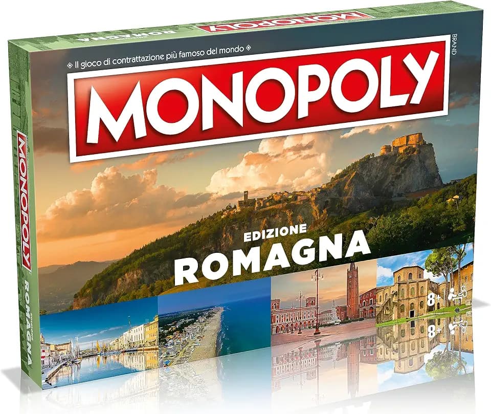 Winning Moves Monopoly Die schönsten Dörfer Italiens Romagna, Gesellschaftsspiel, Italienische Ausgabe, Familienspiel, ab 8 Jahren, Einheitsgröße (WM02165-ITA-6)
