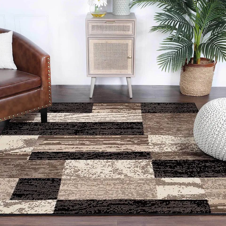 Superior Rockwood Modern Geometric Indoor Area Rug, 5'x5', Chocolate Z