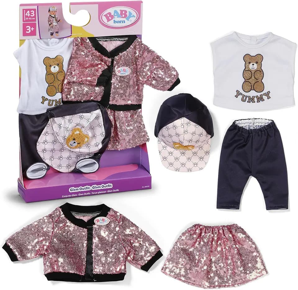 BABY born Glam-Outfit für 43 cm Puppen mit Paillettenrock