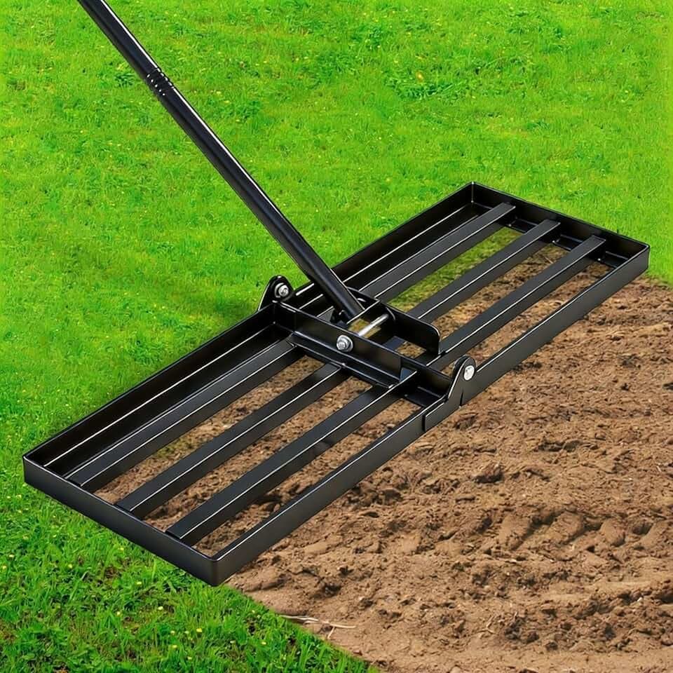 SUPEROKAY Lawn Leveling Rake, 30 x 10 Inch, 73" Long Handle, Heavy Duty