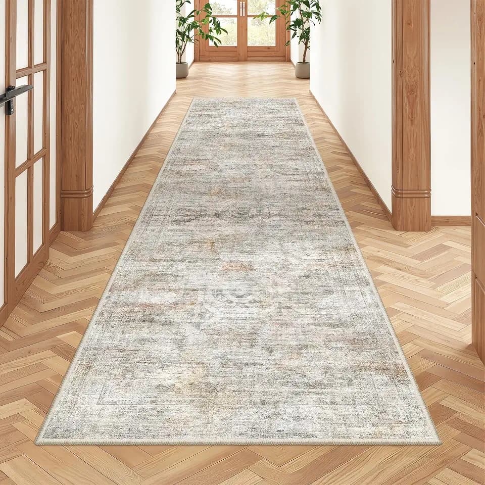 2x8 Runner Rug Non Slip,Washable Hallway Runner Rug,Green