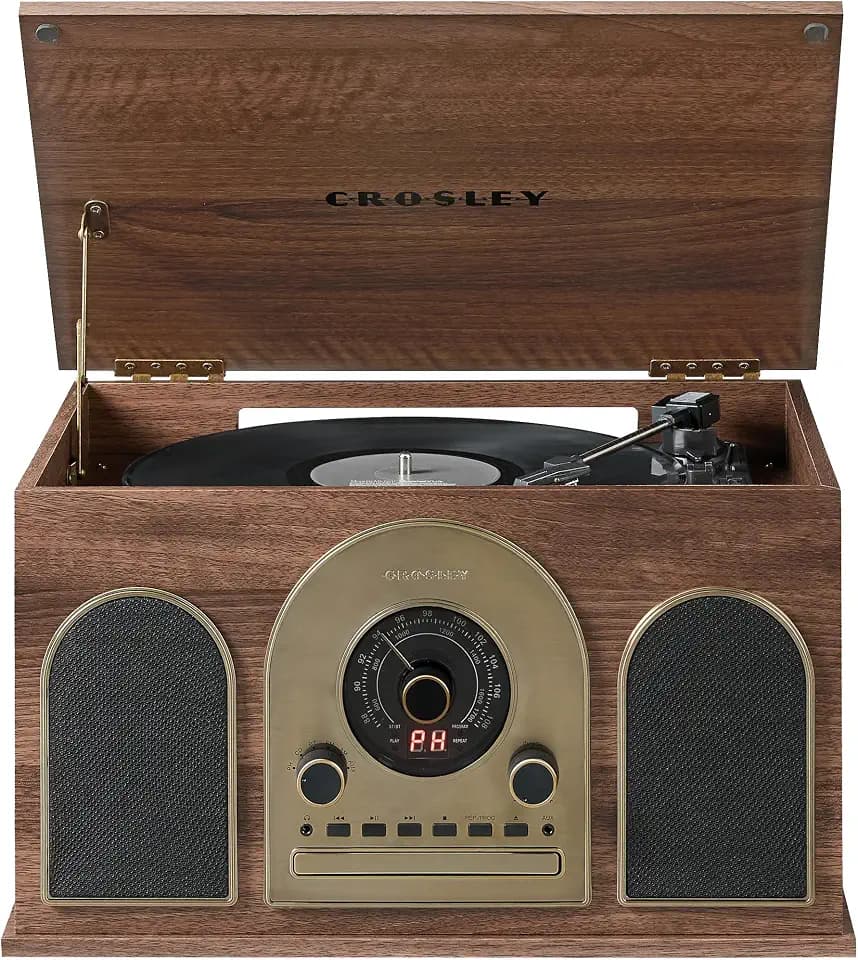 Crosley CR7025A-WA Hayes 8-in-1 Record Player, Walnut