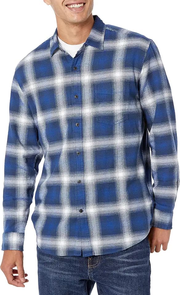 Amazon Essentials Herren Langarm-Flanellhemd