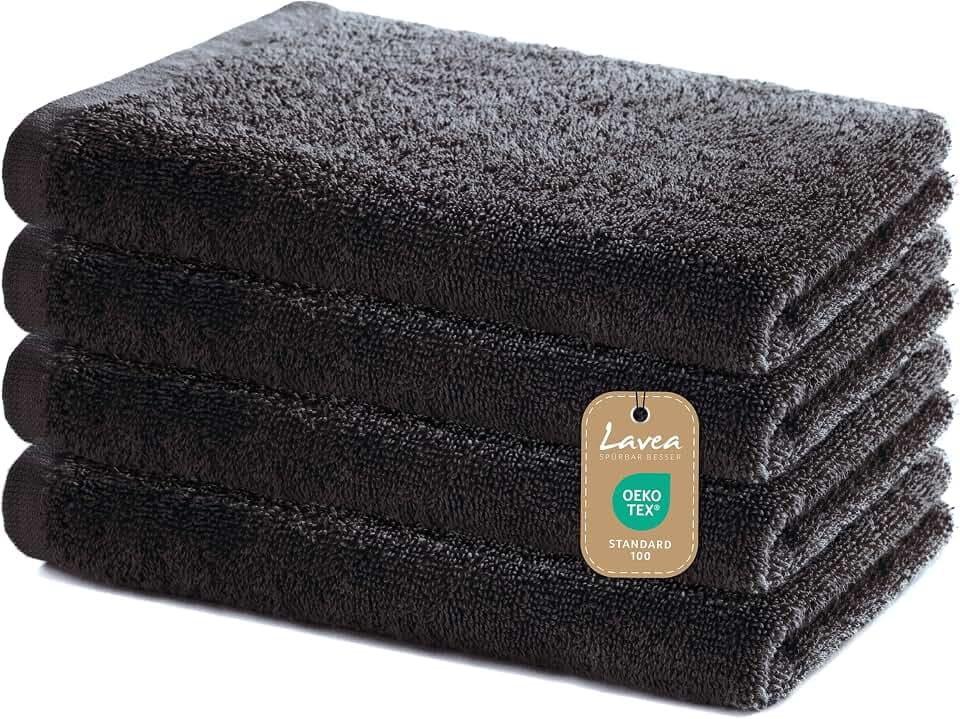 Lavea® Sydney 4er Handtücher Set - 40x70 cm - Anthrazit