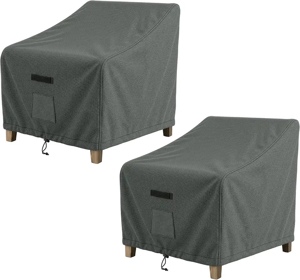 Pure Garden Outdoor Chair Covers, Gray, 35” L x 38” W x 34” H, 2-Pack