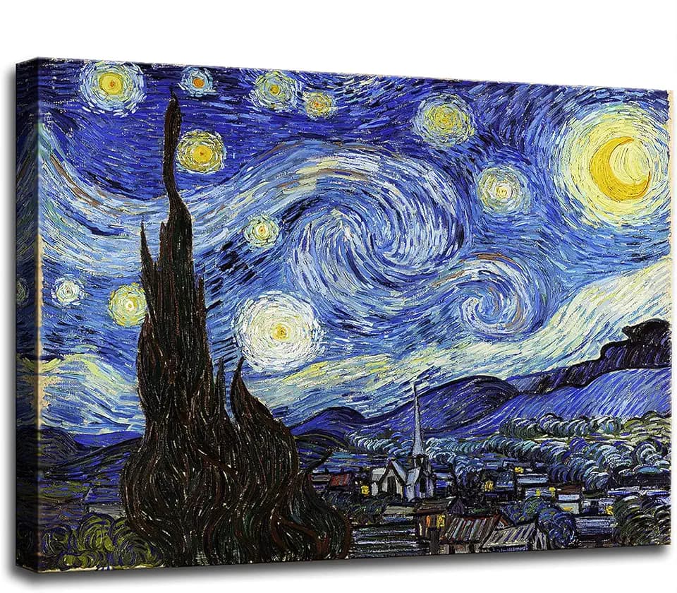 dgbtcart Starry Night, Vincent Van Gogh Canvas Wall art, Classic Paintings Reproduction Pictures Poster, Abstract Artwork Prints for Home Decor 16" x 24"