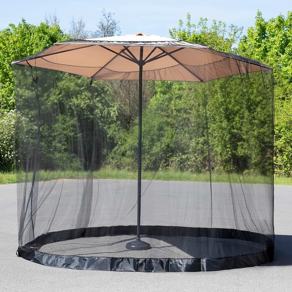 ONVAYA® Insektenschutznetz für den Sonnenschirm ǀ für viele Schirmtypen geeignet ǀ atmungsaktiv und lichtdurchlässig ǀ einfache Anbringung ǀ Moskitonetz für Sonnenschirme