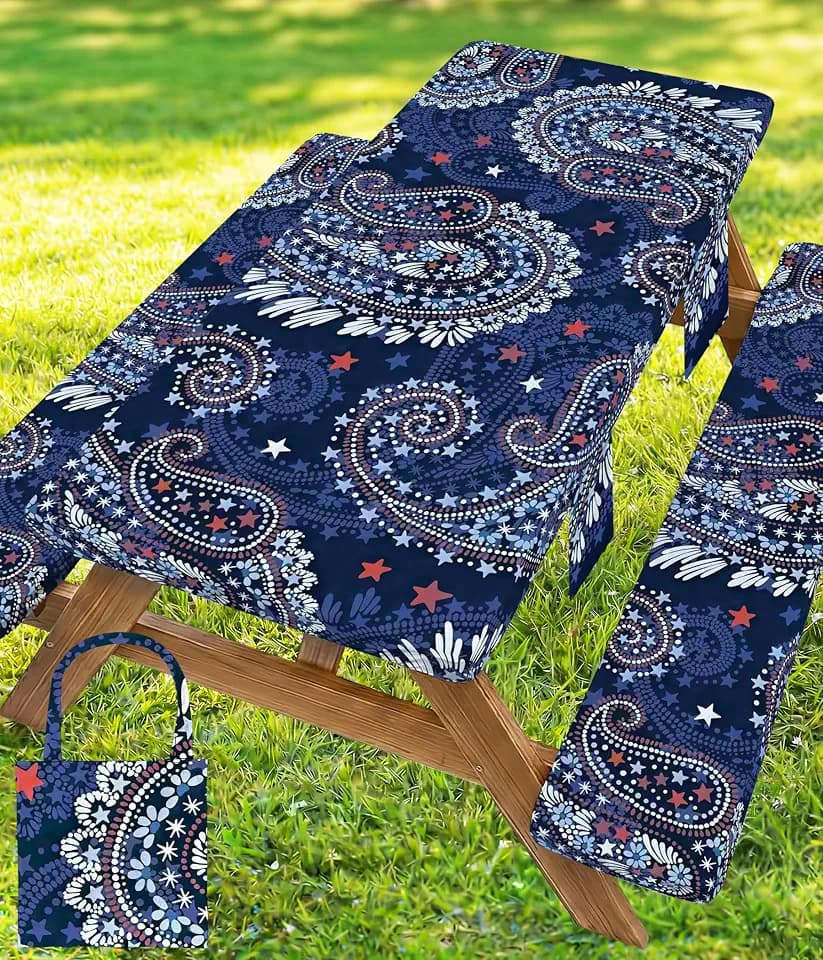 Picnic Table Cover with Bench Covers Tablecloth Table Cloth Camping Gifts for 30th 40th 50th 55th 60th 70th 80th 45th 65th 75th 40 50 55 60 65 70 Year Old Camper RV Owner Camping Lovers Men Women