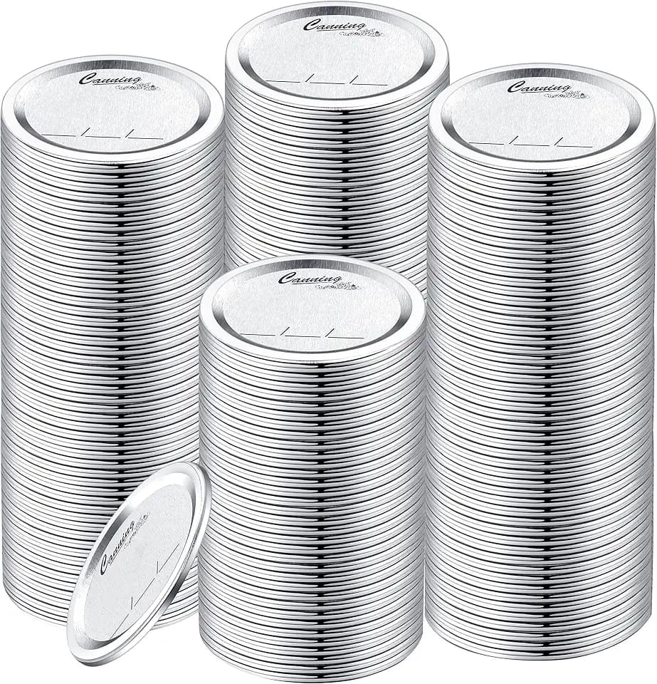 200-Count [Wide Mouth] Canning Lids for Ball, Kerr Jars - Split-Type Metal Mason Jar Lids for Canning - Food Grade Material, 100% Fit & Airtight for Regular Mouth Jars (86mm Wide Mouth（200 Lids）)