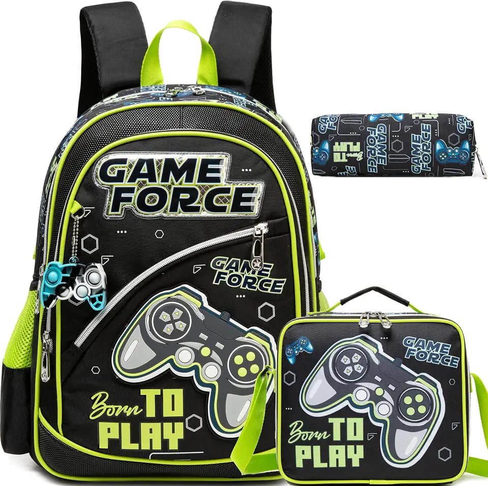 Meetbelify Kids Backpacks for Boys School Backpacks for Elementary Students Ages 8-10 Kids Travel Laptop Bookbag with Lunch Box Pencil Case 3 in 1 Backpack Set for Boys