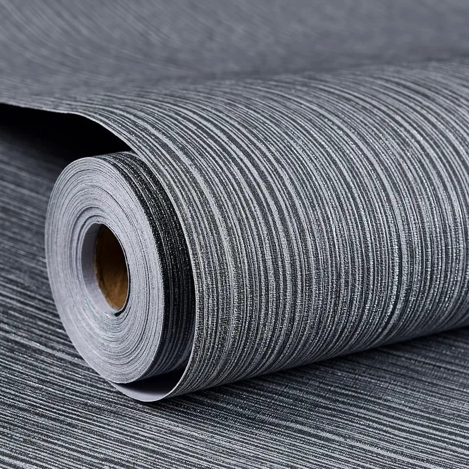 Haimin Grasscloth Wallpaper Textured 24in X 393in Fabric Contact Paper Gray Wall Paper Textured Linen Wallpaper Peel and Stick Self-Adhesive Thick Vinyl Embossed Film Wallpaper (Gray)